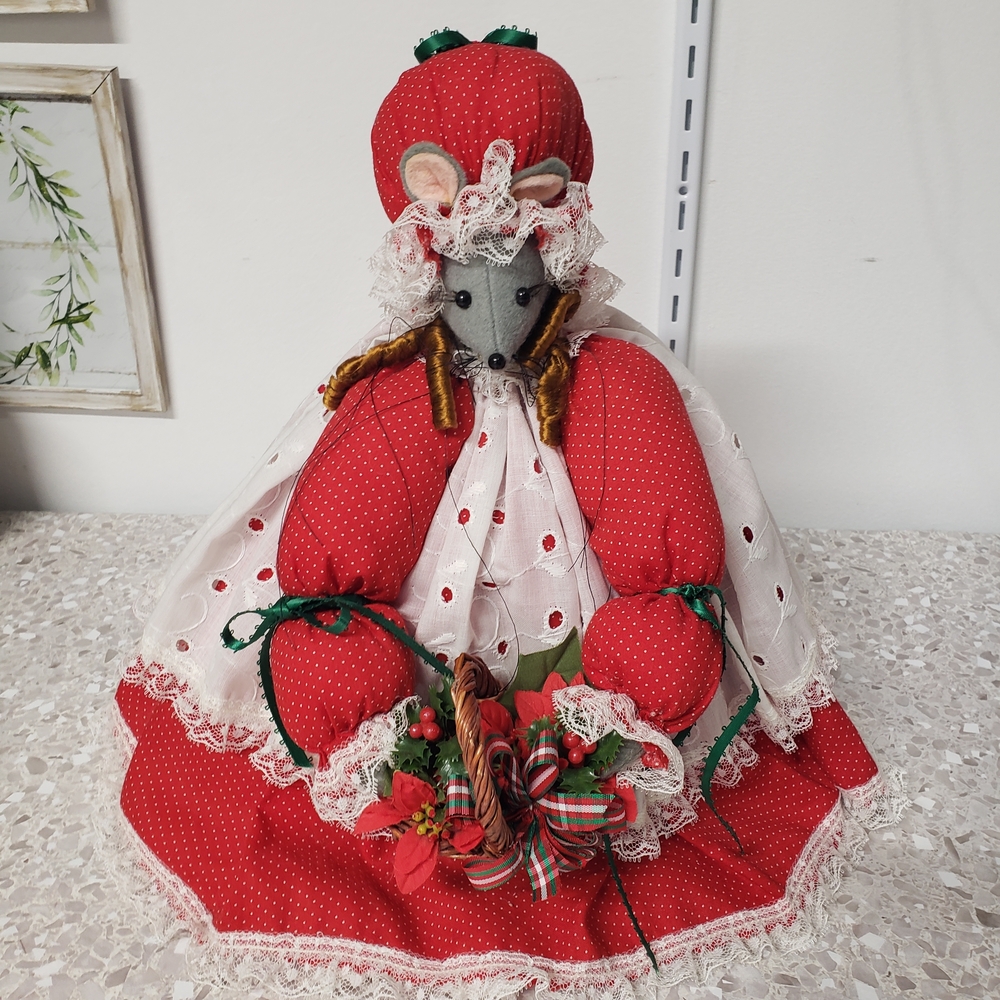 Vintage Handmade Mouse Doll Country Farmhouse Decor Shelf Sitter Cottagecore